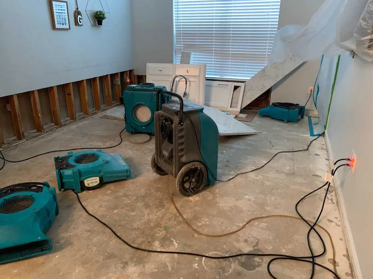 Dehumidifier in flood-cut room for Water Damage Restoration in Wagoner